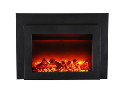 Amantii 33" Electric Fireplace Insert with Black Glass Surround
