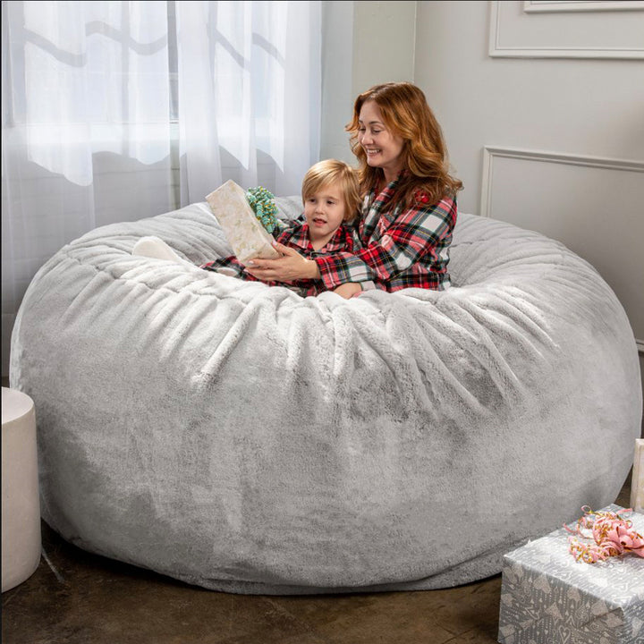 Jaxx Saxx 6' Bean Bag Chair - Premium Faux Rabbit Fur – Soothing