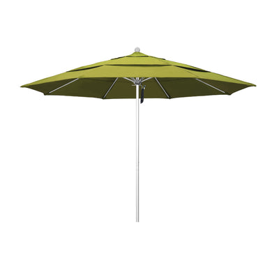 California Umbrella 11' Venture Series Patio Umbrella With Matted White Aluminum Pole Fiberglass Ribs Pulley Lift With Olefin Fabric