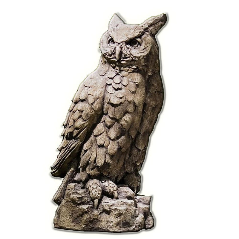 Large Horned Owl Cast Stone Garden Statue