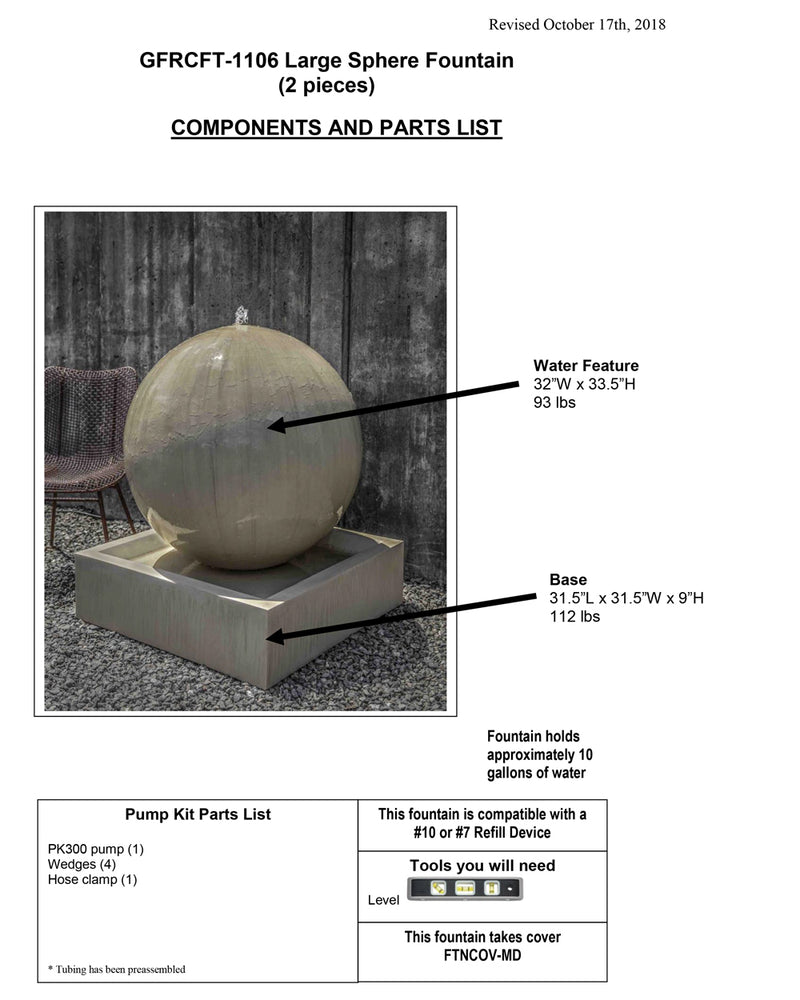 Large Modern Sphere Outdoor Water Fountain