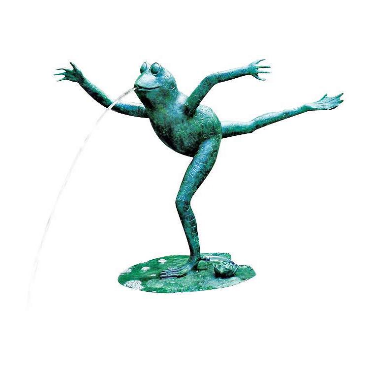 Brass Baron Leaping Frog Garden Accent and Pool Statuary