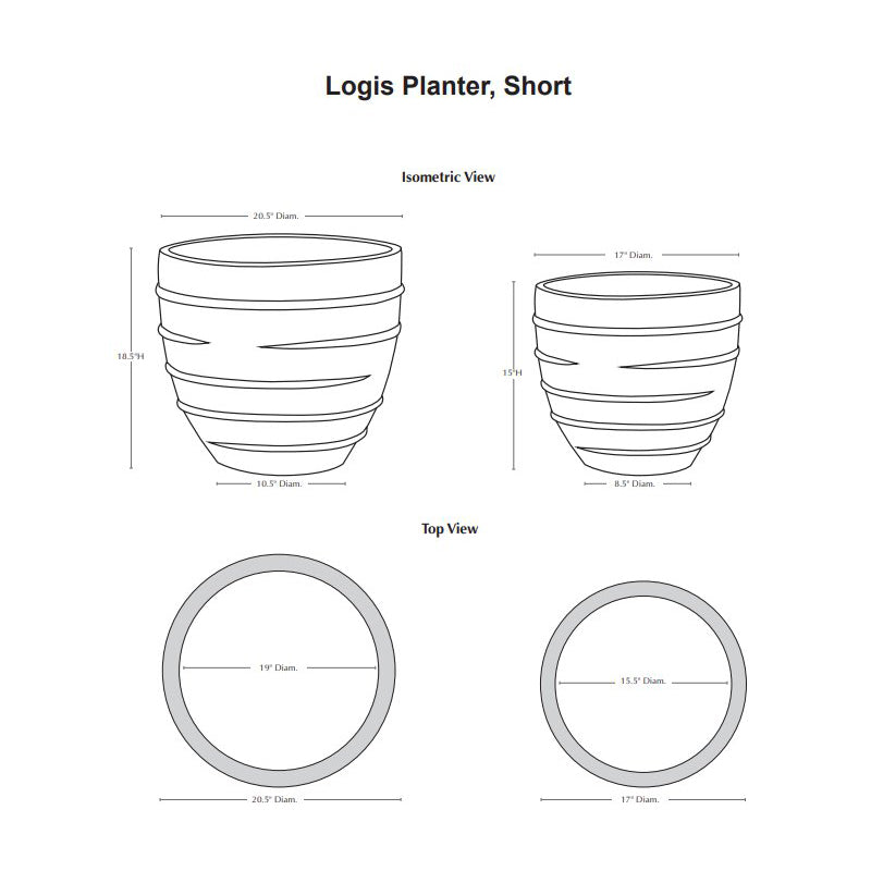 Logis Glazed Planter Short - Set of 2