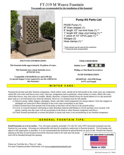M Weave Modern Outdoor Wall Water Fountain