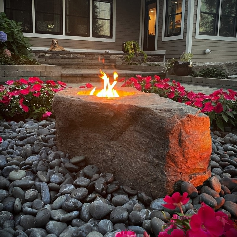 Medium Faux Fire Stone with Propane Burner Kit