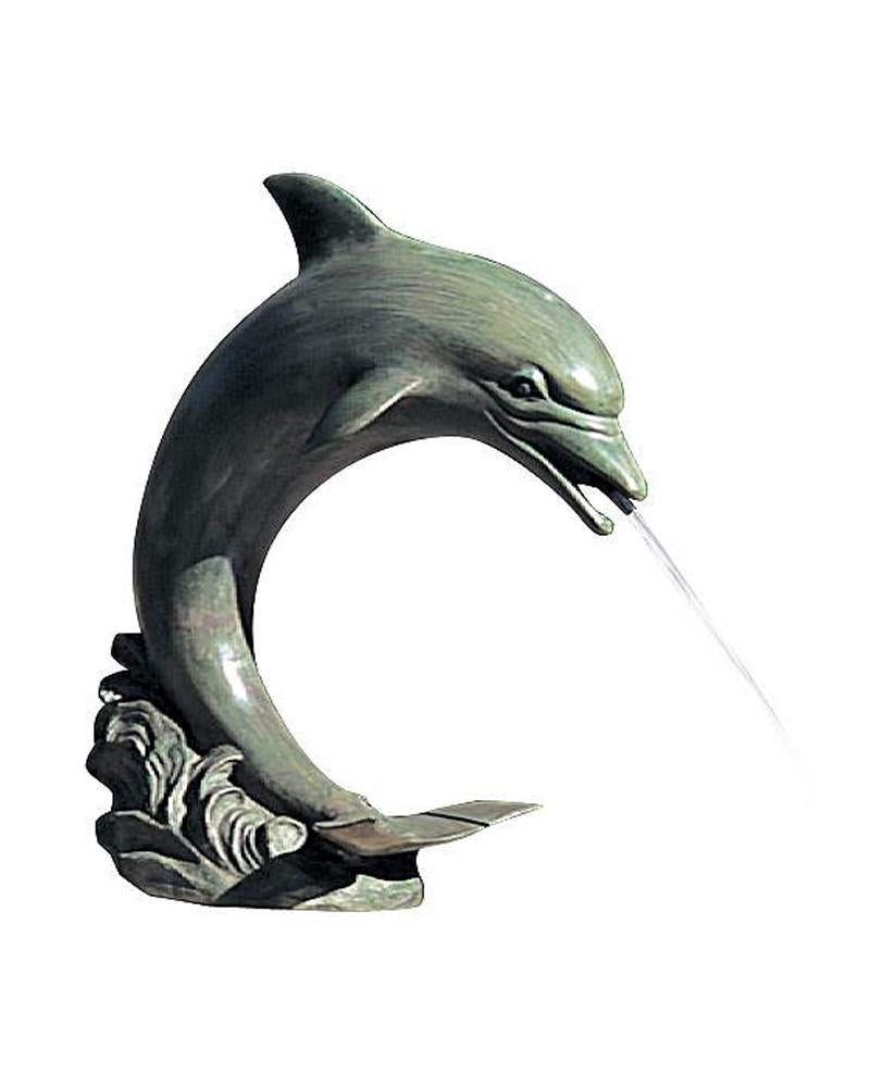 Brass Baron Medium Single Dolphin Garden Accent and Pool Statuary