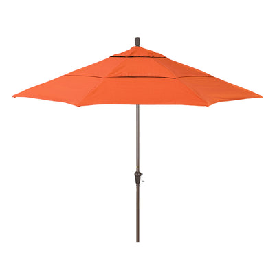 California Umbrella 11' Sunset Series Patio Umbrella With Champagne Aluminum Pole Aluminum Ribs Auto Tilt Crank Lift With Sunbrella Fabric