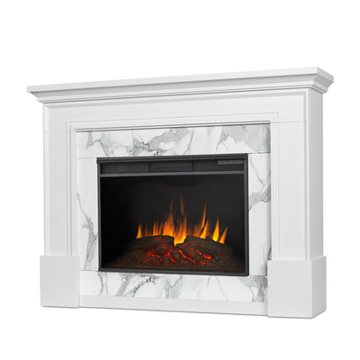 Merced Grand Electric Fireplace in White