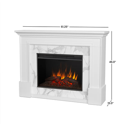 Merced Grand Electric Fireplace in White