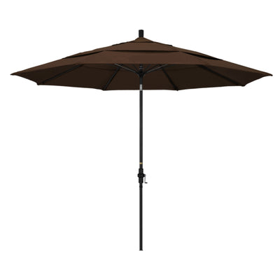 California Umbrella 11' Sun Master Series Patio Umbrella With Matted Black Aluminum Pole Fiberglass Ribs Collar Tilt Crank Lift With Pacifica Fabric