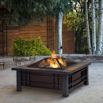 Morrison Wood Burning Fire Pit with Natural Slate Top