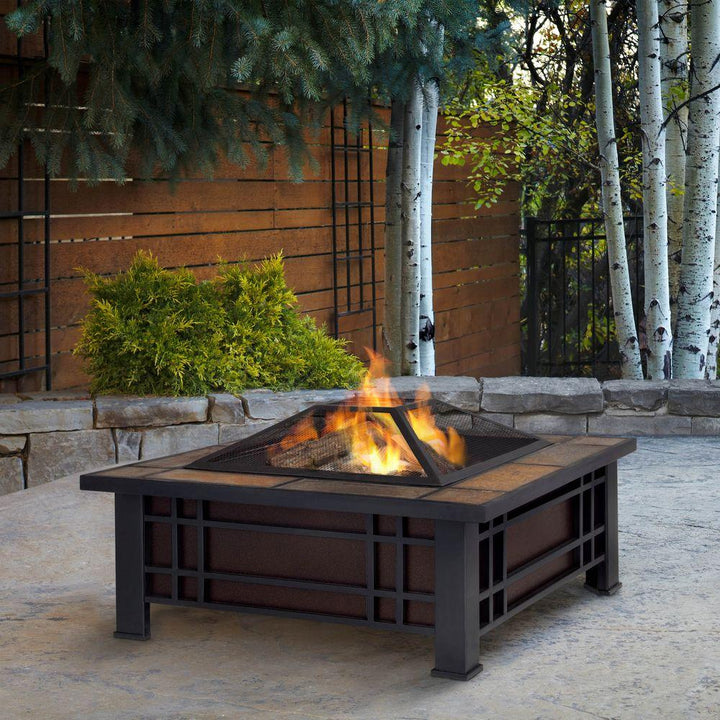 Morrison Wood Burning Fire Pit with Natural Slate Top – Soothing