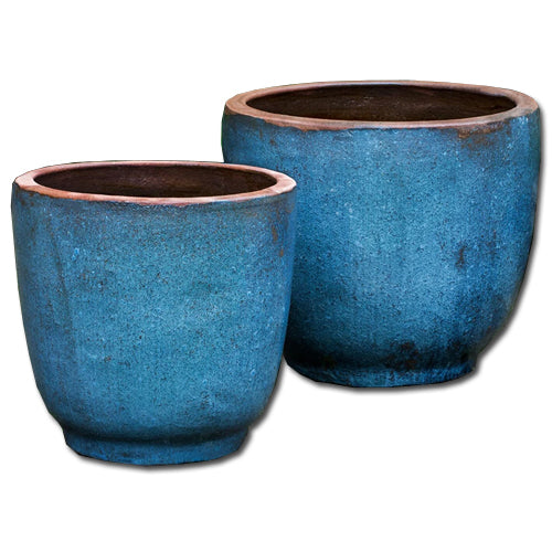 blue terracotta plant pots Nari Planter - Rustic Blue