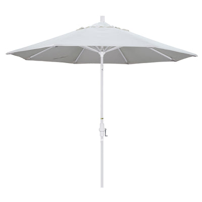 California Umbrella 9' Golden State Series Patio Umbrella With Matted White Aluminum Pole Aluminum Ribs Collar Tilt Crank Lift With Pacifica Fabric