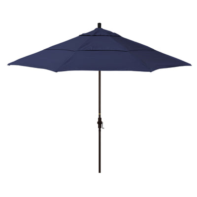 California Umbrella 11' Sun Master Series Patio Umbrella With Bronze Aluminum Pole Fiberglass Ribs Collar Tilt Crank Lift With Sunbrella Fabric