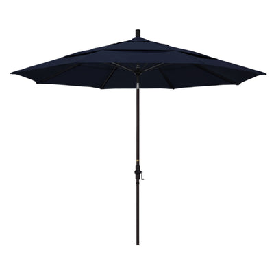 California Umbrella 11' Sun Master Series Patio Umbrella With Bronze Aluminum Pole Fiberglass Ribs Collar Tilt Crank Lift With Pacifica Fabric