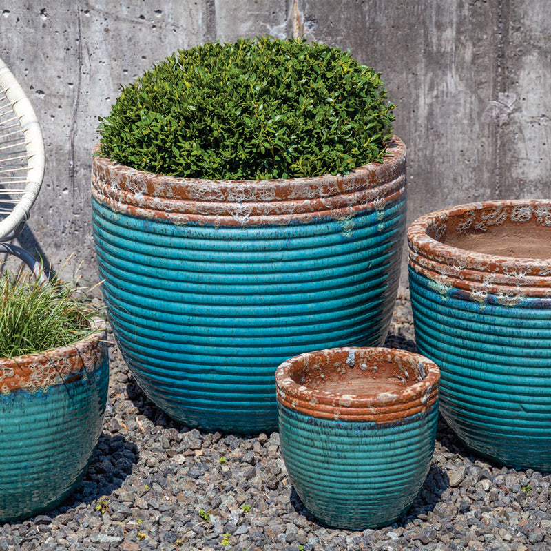 Nevis Glazed Terra Cotta Planter - Nested Set of 4