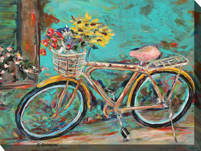Teal Bicycle Outdoor Canvas Art