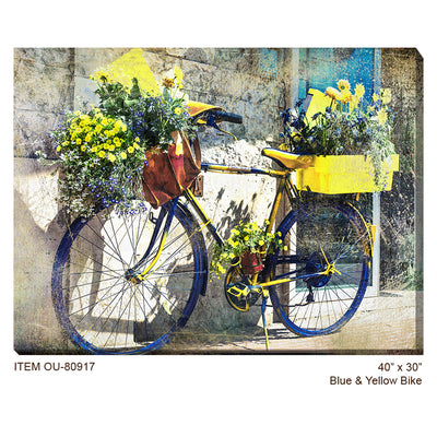 Blue and Yellow Bike Outdoor Canvas Art
