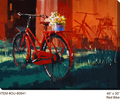 Red Bike Outdoor Canvas Art