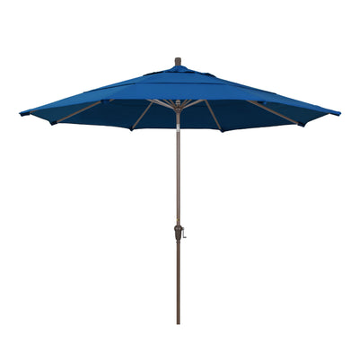 California Umbrella 11' Sunset Series Patio Umbrella With Champagne Aluminum Pole Aluminum Ribs Auto Tilt Crank Lift With Pacifica Fabric