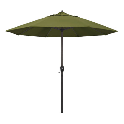 California Umbrella 9' Casa Series Patio Umbrella With Bronze Aluminum Pole Fiberglass Ribs Auto Tilt Crank Lift With Pacifica Fabric