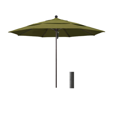 California Umbrella 11' Venture Series Patio Umbrella with Black Aluminum Pole Fiberglass Ribs Pulley Lift With Pacifica Fabric
