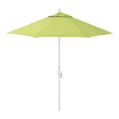 California Umbrella 9' Sun Master Series Patio Umbrella With Matted White Aluminum Pole Fiberglass Ribs Collar Tilt Crank Lift With Sunbrella Fabric