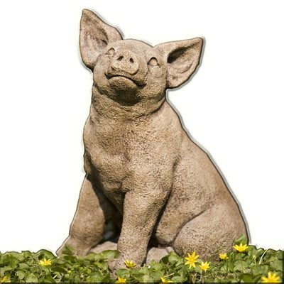 Perky Pig Cast Stone Garden Statue