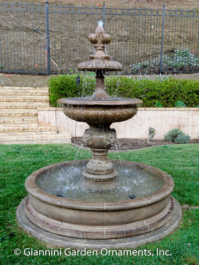 Piazza Veneta Outdoor Water Fountain With Lions Piped For Pond
