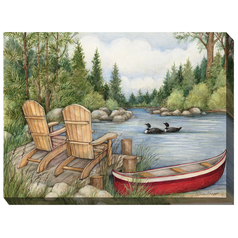 Red Canoe Outdoor Canvas Art