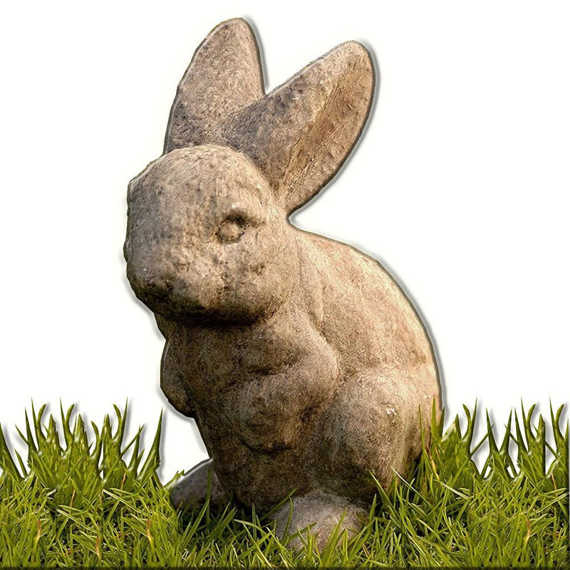 Rabbit-Ears Up Cast Stone Garden Statue
