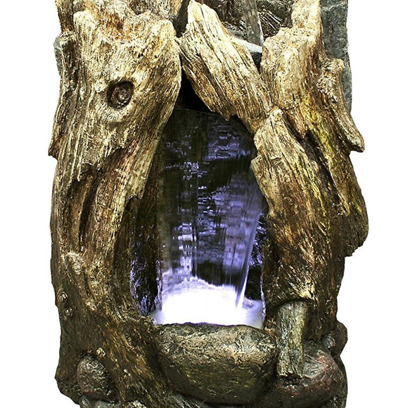 30" Rainforest Waterfall Tree Trunk Fountain with LED Lights