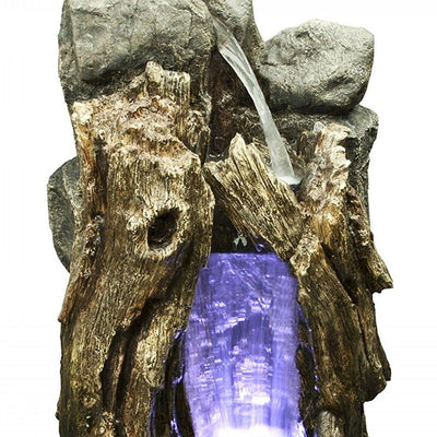 22" Rainforest Waterfall Tree Trunk Fountain with LED Lights