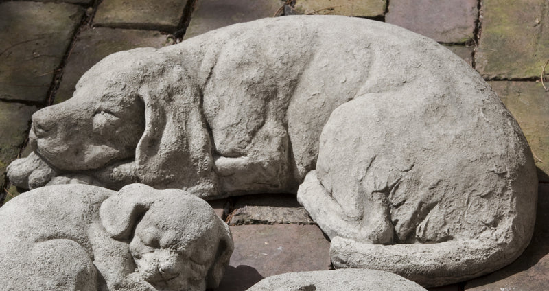 Reclining Dog Cast Stone Garden Statue
