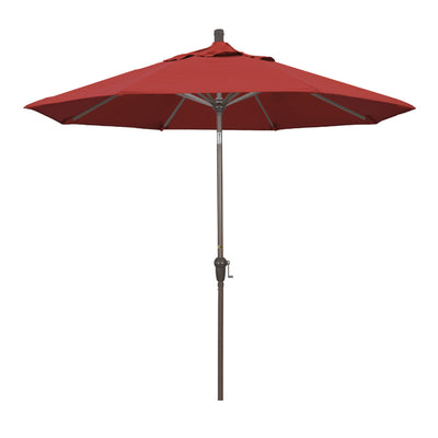 California Umbrella 9' Sunset Series Patio Umbrella With Champagne Aluminum Pole Aluminum Ribs Auto Tilt Crank Lift With Olefin Fabric