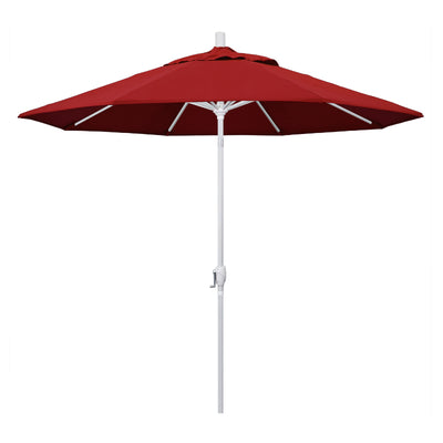 California Umbrella 9' Pacific Trail Series Patio Umbrella With Matted White Aluminum Pole Aluminum Ribs Push Button Tilt Crank Lift With Pacifica Fabric
