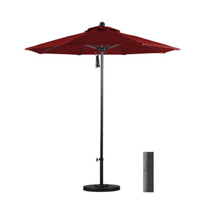 California Umbrella 7.5' Venture Series Patio Umbrella With Black Aluminum Pole Fiberglass Ribs Push Lift With Pacifica Fabric