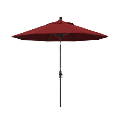 California Umbrella 9' Sun Master Series Patio Umbrella With Matted Black Aluminum Pole Fiberglass Ribs Collar Tilt Crank Lift With Pacifica Fabric