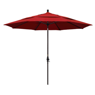 California Umbrella 11' Sun Master Series Patio Umbrella With Bronze Aluminum Pole Fiberglass Ribs Collar Tilt Crank Lift With Olefin Fabric