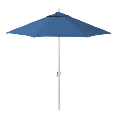 California Umbrella 9' Pacific Trail Series Patio Umbrella With Matted White Aluminum Pole Aluminum Ribs Push Button Tilt Crank Lift With Sunbrella Fabric