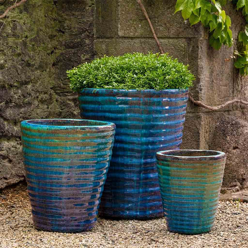 set of 3 outdoor plant pots Round Ruffle Planter Nested Set of 3