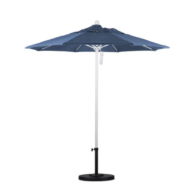 California Umbrella 7.5' Venture Series Patio Umbrella With Matted White Aluminum Pole Fiberglass Ribs Push Lift With Pacifica Fabric