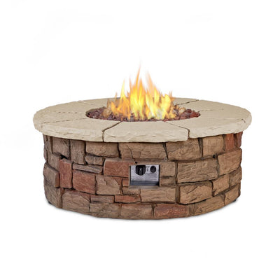 Sedona Round Propane Fire Table in Buff with NG Conversion Kit