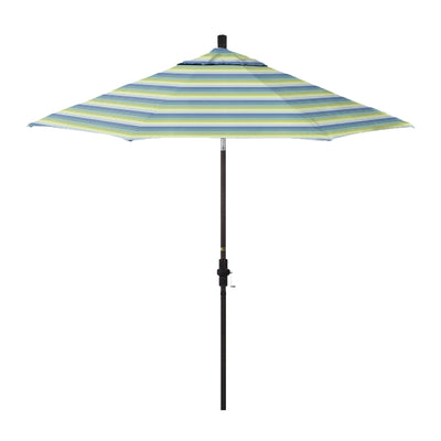 California Umbrella 9' Golden State Series Patio Umbrella With Bronze Aluminum Pole Aluminum Ribs Collar Tilt Crank Lift With Sunbrella Fabric