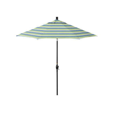 California Umbrella 9' Pacific Trail Series Patio Umbrella With Bronze Aluminum Pole Aluminum Ribs Push Button Tilt Crank Lift With Sunbrella Fabric