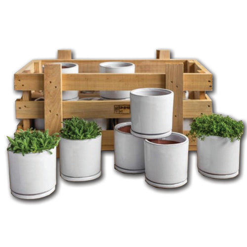 Small Cylinder Planter Crate Set of 16 in White