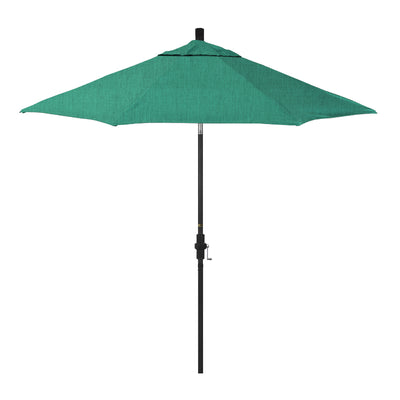California Umbrella 9' Golden State Series Patio Umbrella With Stone Black Aluminum Pole Aluminum Ribs Collar Tilt Crank Lift With Sunbrella Fabric