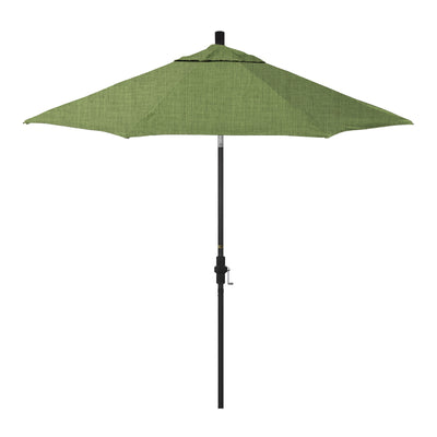 California Umbrella 9' Golden State Series Patio Umbrella With Stone Black Aluminum Pole Aluminum Ribs Collar Tilt Crank Lift With Sunbrella Fabric