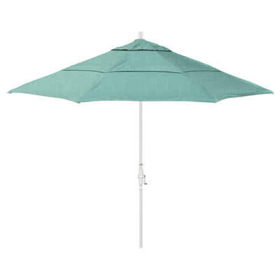 California Umbrella 11' Sun Master Series Patio Umbrella With Matted White Aluminum Pole Fiberglass Ribs Collar Tilt Crank Lift With Sunbrella Fabric